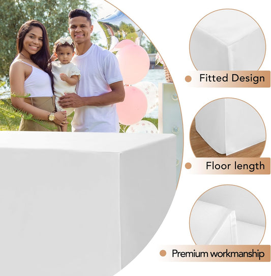HolidayIdeas 2 Pack Fitted Tableclothes - 48 x 24 Inch - Rectangle Tablecloths for 4 Foot Tables, Versatile Fabric Table Covers for Parties, Holiday Dinner, Trade Show (White)