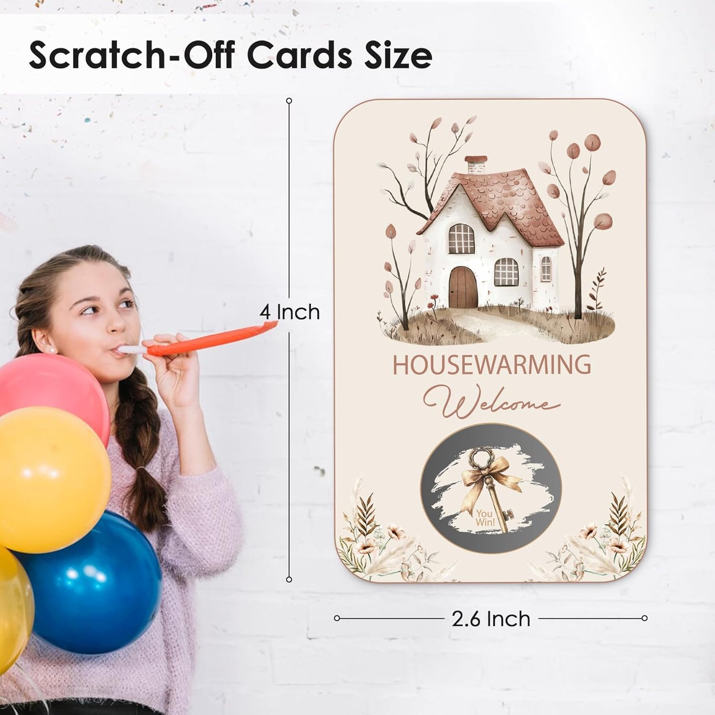 Housewarming Party Scratch Off Games, Funny New Home Party Ice Breaker Cards for New House Party, 50 Sets with Stickers