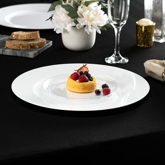13'' Party Chargers Large Plates & Platters Great for Elegant Party's Weddings Tableware Great for Serving dish White, Pack of 6