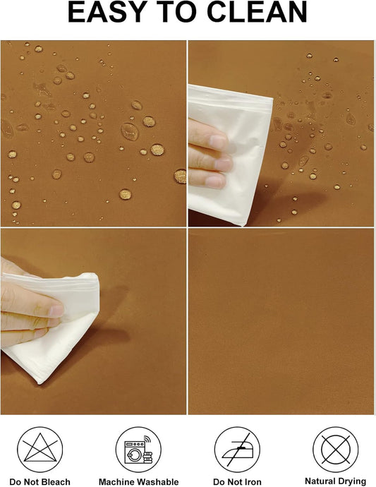 Fokitut 2 Pack Waterproof Round Tablecloth, 120 Inch, Stain Resistant and Wrinkle Polyester Table Cloth, Fabric Table Cover for Kitchen Dining, Wedding, Party, Holiday Dinner-Gold