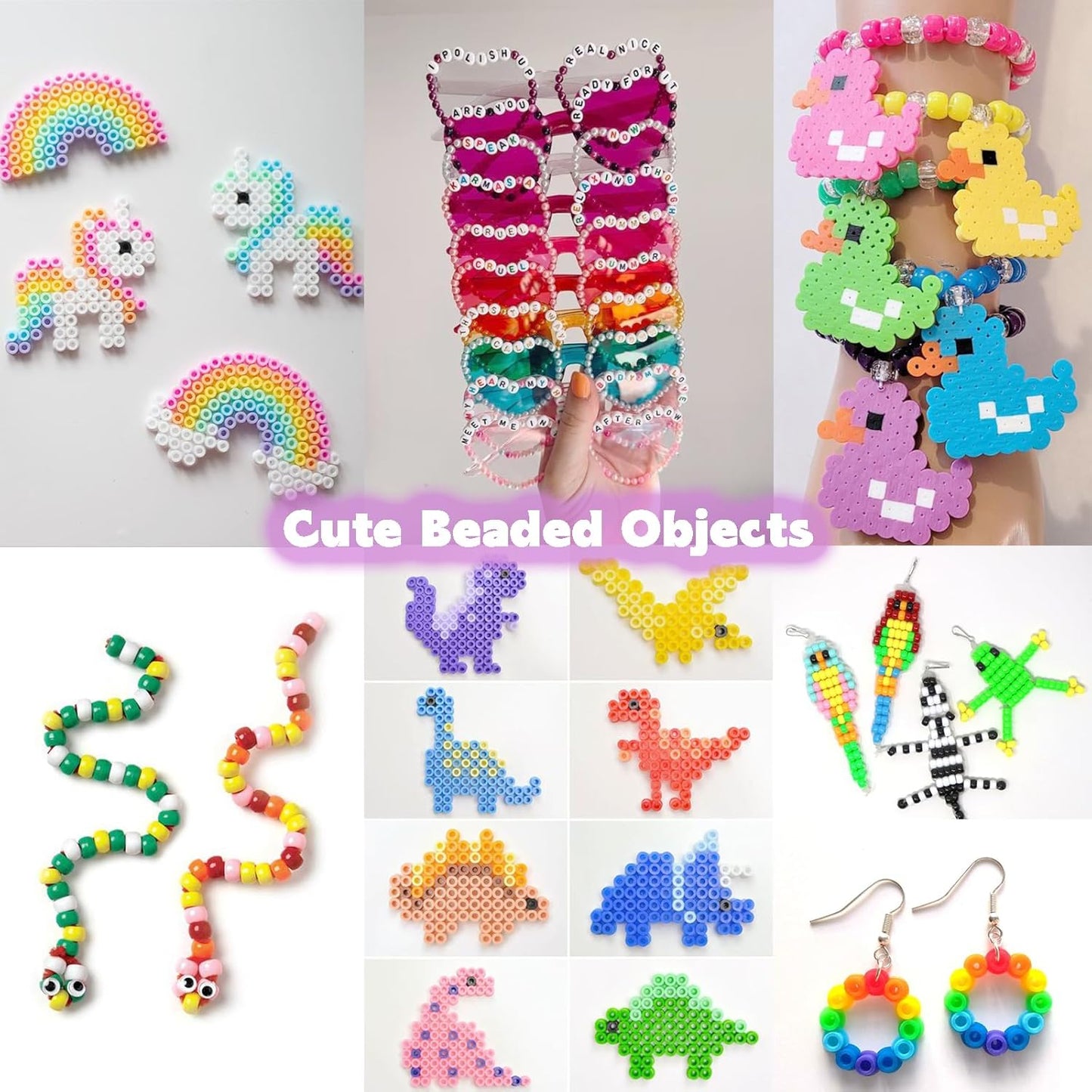 Pizooro 5 Boxes Pony Beads Bracelet Making Kit,3700 Pcs Kandi Bead for Friendship Bracelets Making with Letter Beads,Shaped Beads and Strings,84 Colors Rainbow Bracelet Beads for Craft,Birthday Gifts