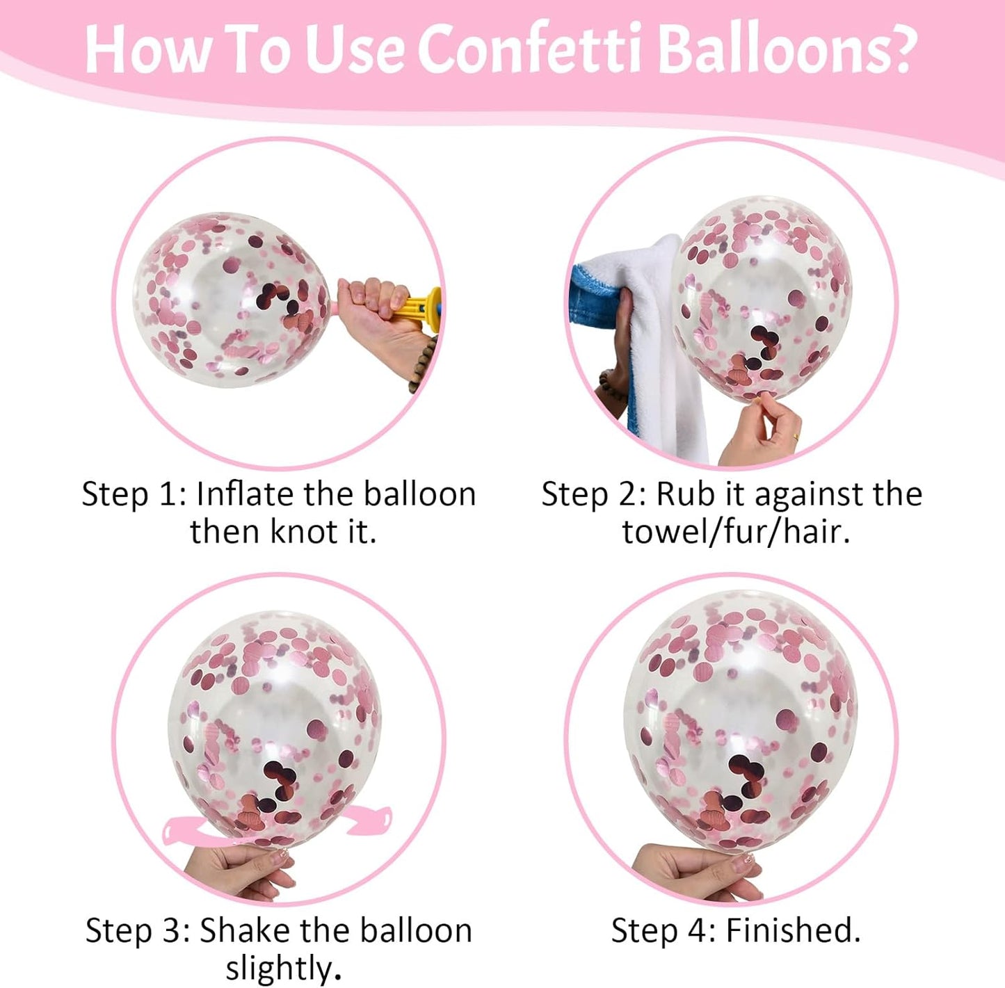 Pink Balloons 12 Inch Hot Pink Metallic Pink Balloons Baby Pink Confetti Latex Balloon Dark Magenta Pink Party Balloons for Bitrhday Valentine's Day Baby Shower Wedding Kit Princess Decorations
