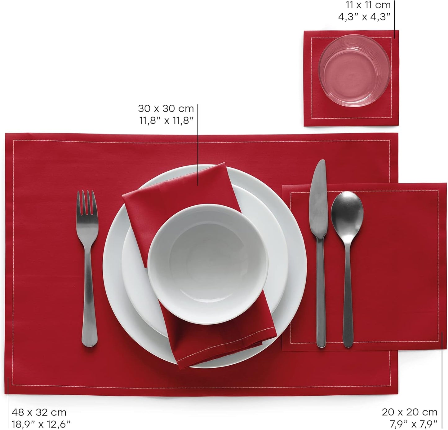 Cotton Cocktail Napkin - 4.3 x 4.3 in - 50 units per roll - Lipstick Red
