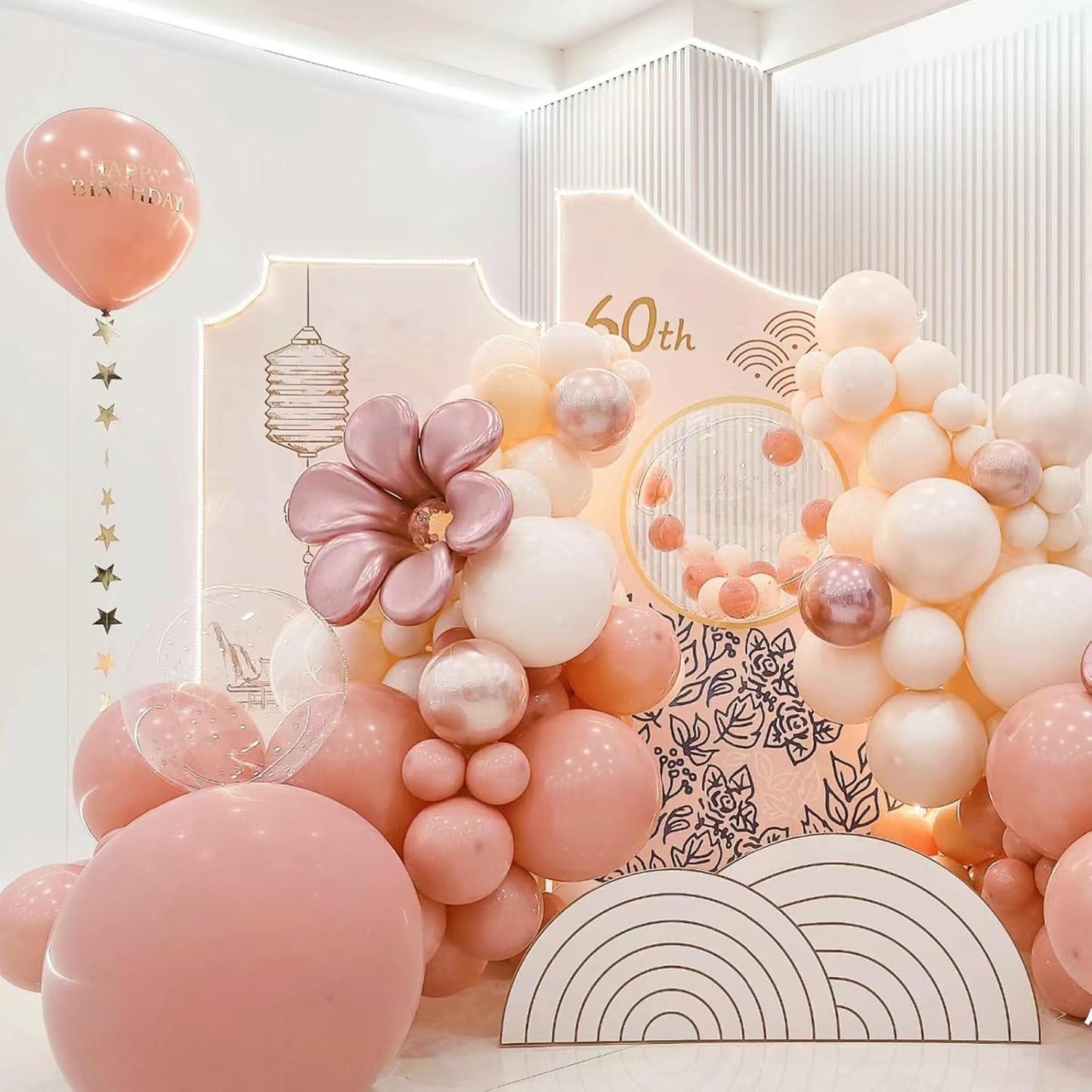 Retro Pink Balloons, Scmdoti Boho Pink Balloons Different Sizes 18 12 10 5 Inches, Rosewood Balloon Garland Arch for Boho Party Birthday Baby Shower Bridal Shower Wedding Decorations(RetroPink)