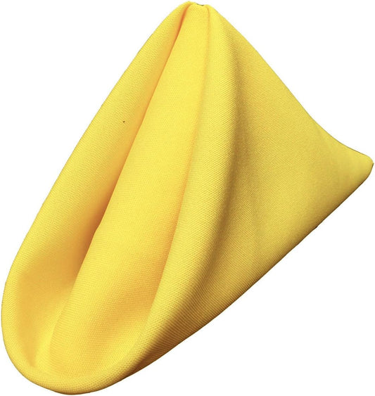 LA Linen 4-Pack Poly Blend Napkins - Soft, Washable, Stain & Wrinkle Resistant - Dinner & Party Napkins - 18x18 - Yellow Light