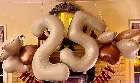 Balloon Numbers 40 Inch 5 Ballon for 5th Birthday Decorations, 15 25 35 50 Big Light Brown Number Balloons for Wedding Photo Shoot Party Decor