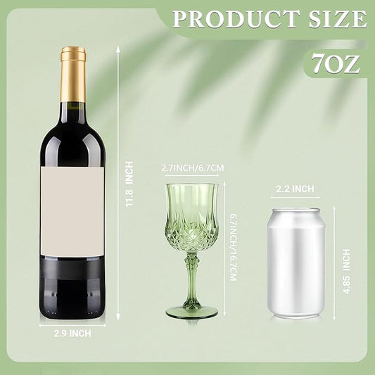 Plastic Wine Glasses, Plastic Goblets Vintage Style Cordial Unbreakable Drinking Glasses, Reusable Drinkware for Wedding Reception, Grand Event Party Supplies, Easter (48, New Green)