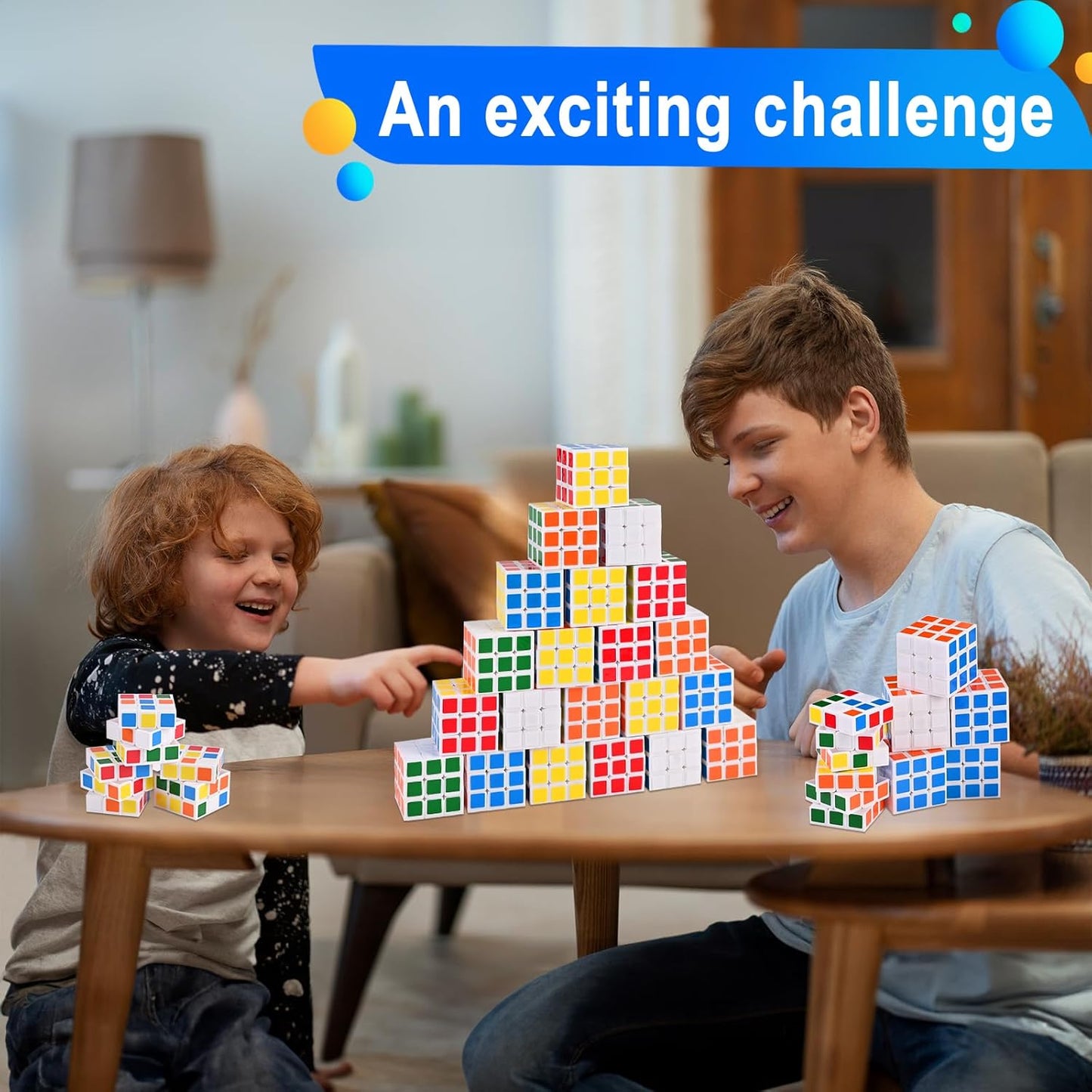 GOLDGE 60 Mini Cube Puzzles, 1.18in 3x3, Fun Party Favors for Kids - School Rewards & Classroom Prizes, Perfect for Birthdays, Easter, Christmas & Stocking Stuffers (60PCS-6 Colors (White))