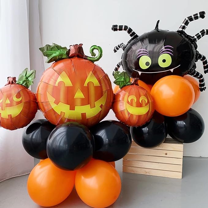 Halloween Balloons Orange Black Decorations Kelfara 60Pcs 12inch Matte Black Orange Latex Confetti Balloon for Celebration Trick or Treat Party Spooky Ghost Party Bar Anniversary Graduation