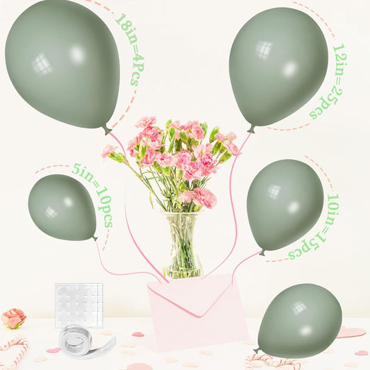 Pale Green Balloons, Scmdoti Light Greens Balloons Different Sizes 18 12 10 5 Inches, Green Balloon Garland Arch for Safari Party Birthday Baby Shower Bridal Shower Spring Decorations(PaleGreen)