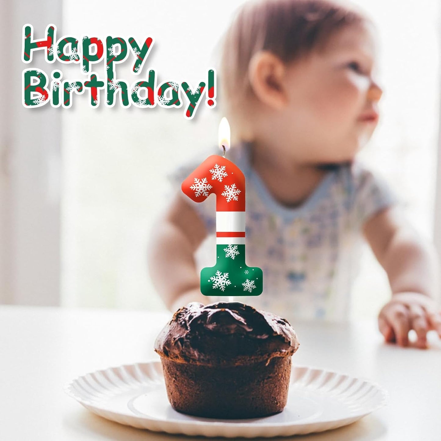 Christmas 7th Birthday Number Candles, Number 7 Candle Cake Toppers for Christmas Themed Parties, 7th Birthday Cake Candles for Boys and Girls, Kids Party Supplies