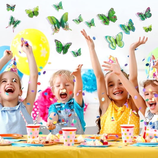 SAOROPEB 3D Butterfly Wall Decor, 48 Pcs Double Layer Butterfly Decorations for Party Decorations Locker Decor Refrigerator Decal, Reusable (Green)