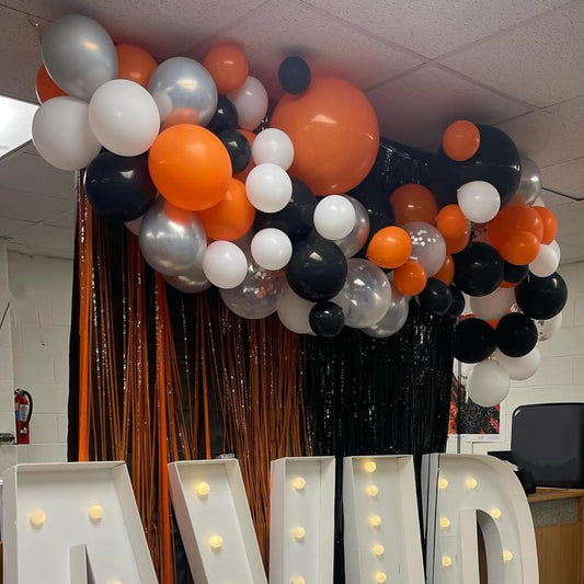 Orange Black Silver Balloons 60 Pack – 12 Inch Metallic Confetti Latex Balloons for Halloween, Graduation & Birthday Party Arch