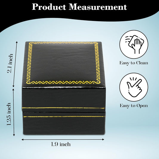 Novel Box Black Jewelry Box for Earrings 2.1x1.9x1.25 Inches - Earring Gift Boxes with Gold Trim - Faux Leatherette Earring Storage Case - Gift Presentation Cases for Earrings Only