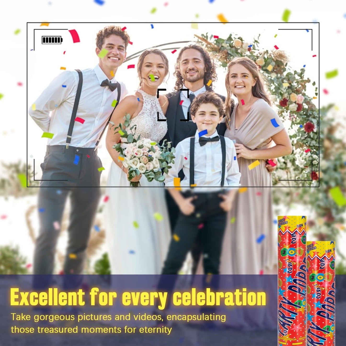 Confetti Cannon Multicolor Confetti Poppers 6 Pack Biodegradable Party Poppers 12 Inch Confetti Shooter Sticks for Wedding Graduation Birthday Engagement Anniversary Christmas New Year Celebration