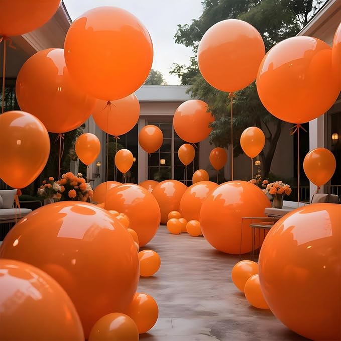 KAWKALSH Orange Balloons 9pcs, 36 Inch Large Orange Balloons for Balloon Garland Arch as Birthday Party Decorations, Wedding Decorations