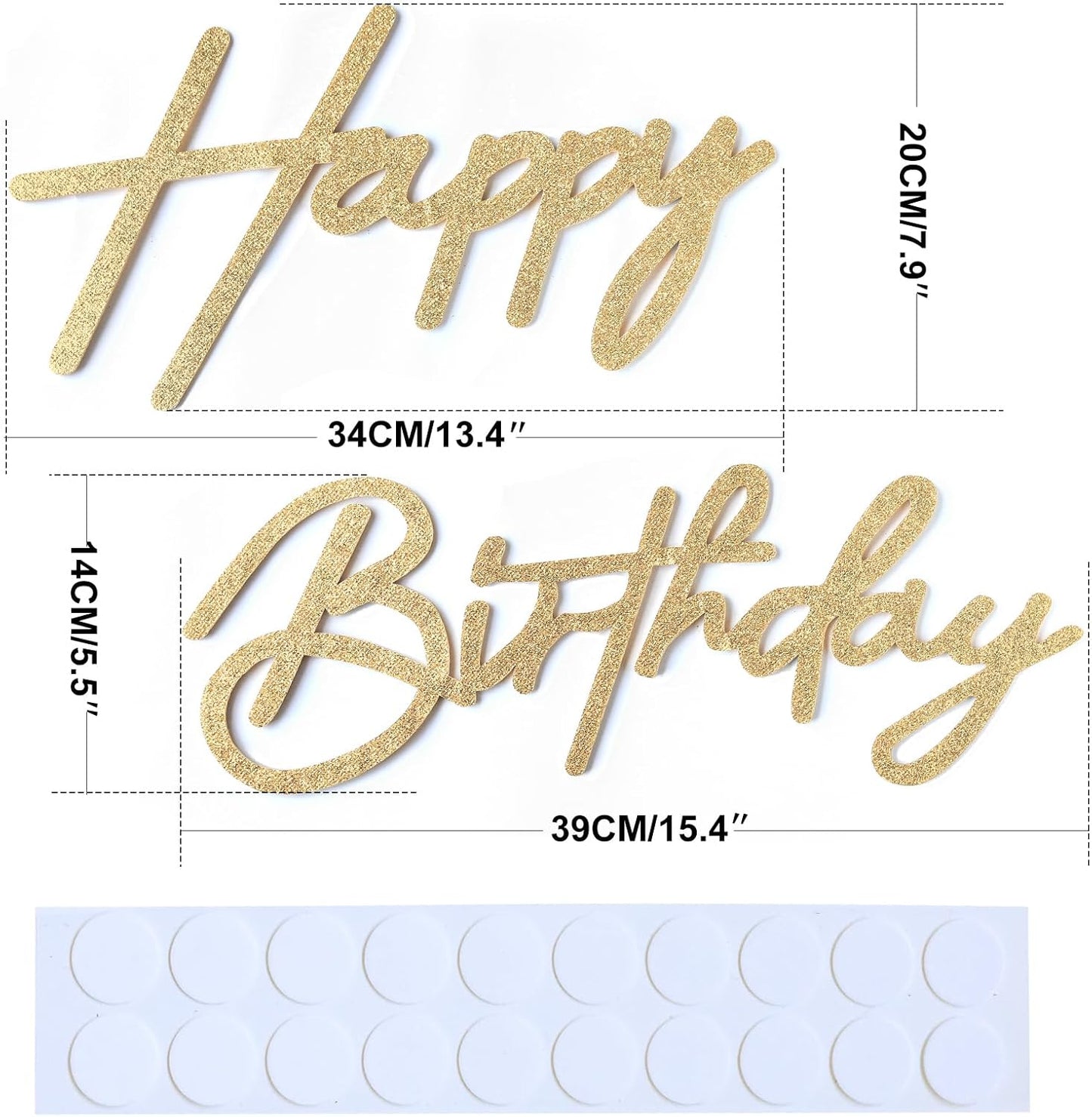 Champagne Happy Birthday Sign for Arch Backdrop - Glitter Happy Birthday Letters Felt Signs for Balloon Arch Party Backdrop Wall Decorations Remove Logo for Birthday Baby Shower