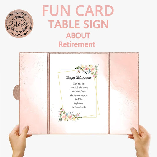 Holkcog Retirement Rose Gold Guest Book Alternative Decorations for Women, Rose Gold Happy Retirement Party Decorations, Signature Certificate or Retired Gifts for Women