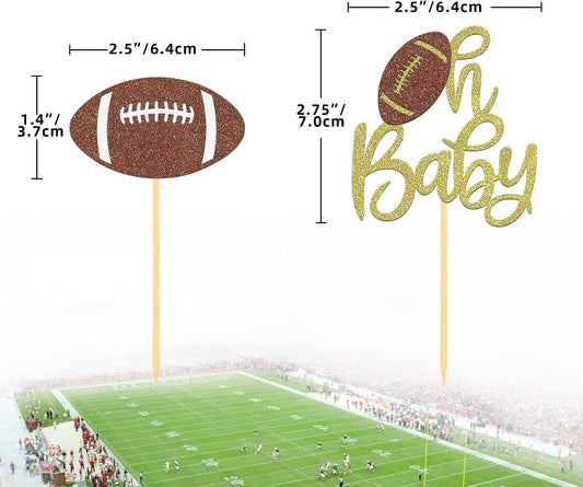 24Pcs Oh Baby Football Cupcake Toppers for Baby Shower Party Decorations