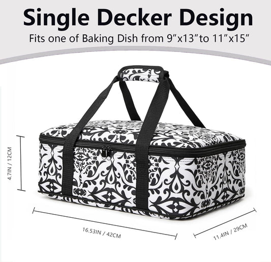 Insulated Casserole Carrier Bag - Portable Thermal Food Delivery Bag for 9x13/11x15 Inch Pan - Keep Meals Hot/Cold 4+ Hours for Catering, Festival Potlucks, Picnics, Family Gathings or Outdoor Events
