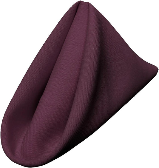 LA Linen 10-Pack Poly Poplin Napkin, Soft Cloth Napkins, Washable Reusable Napkins, Stain and Wrinkle Resistance Table Napkins for Dinner, Wedding, Parties, 17 by 17-Inch, Eggplant