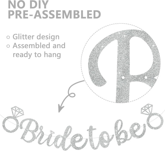 Glitter Silver Bride to Be Banner,Pre-Strung Bridal Shower Sign Garland,Bachelorette Party Decoration Wedding Shower Party Supplies(No DIY)