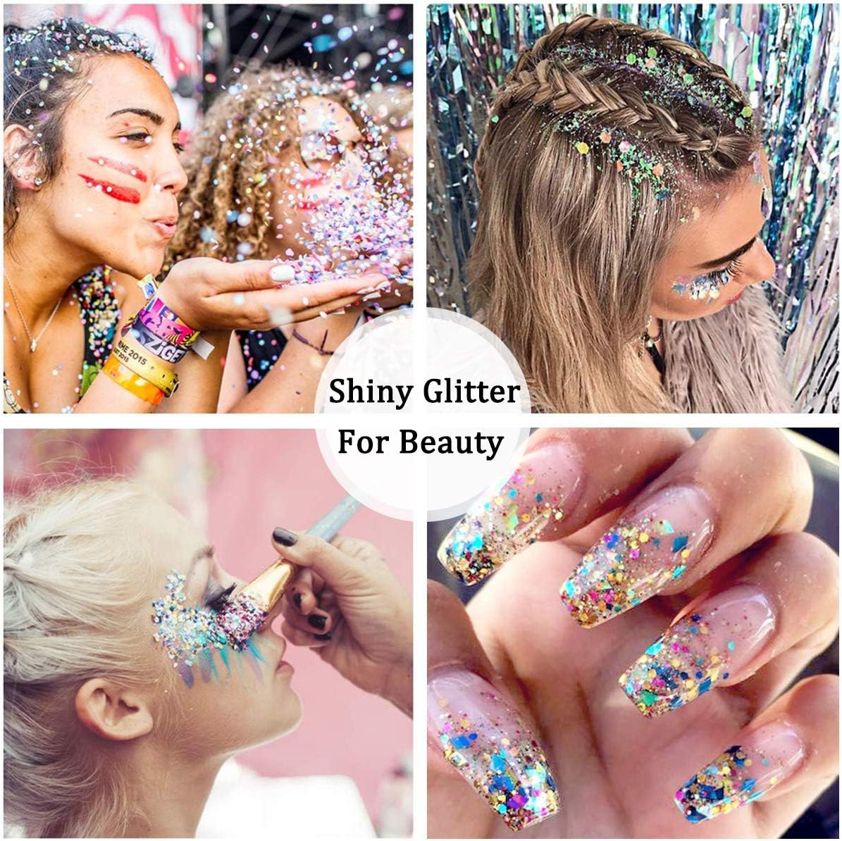 HEMOER Dark Green Glitter, 100g/3.5oz Holographic Chunky Glitter Mixed Hexagon Chunky & Fine Flakes Iridescent Sequins for Epoxy Crafts, Resin, Nail Body, Tumblers, Festival Party