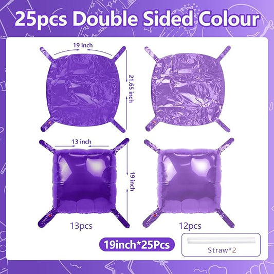 NISOCY 25PCS Purple and Light Purple Square Foil Balloons Wall Backdrop Double Sided Dark Purple and Purple Balloons Arch Kit for Birthday Anniversary Wedding Baby Bridal Shower Party Decorations
