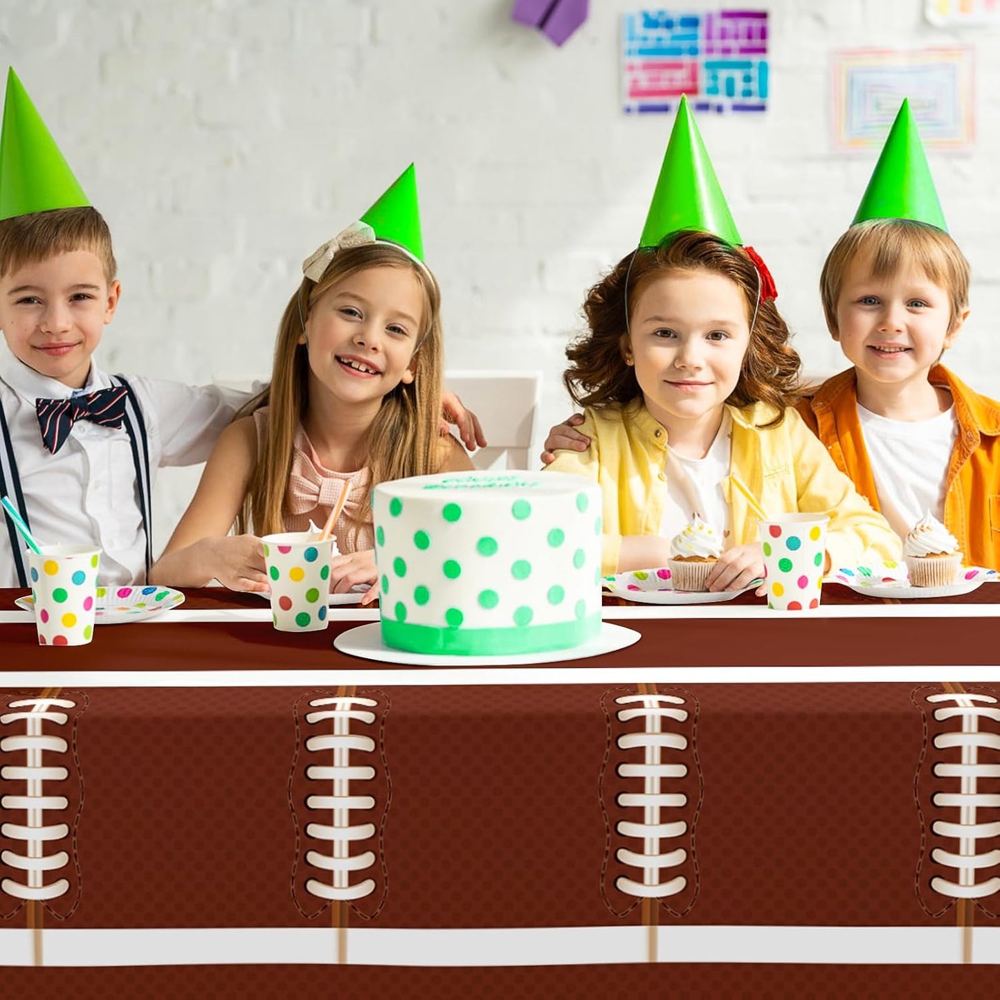 Football Party Decorations,2 Pack Football Tablecloth Disposable Plastic Tablecloth 54" x 108",Football Birthday Party Decor,Football Table Cloth for Rectangle Tables,Football Party Supplies for Home