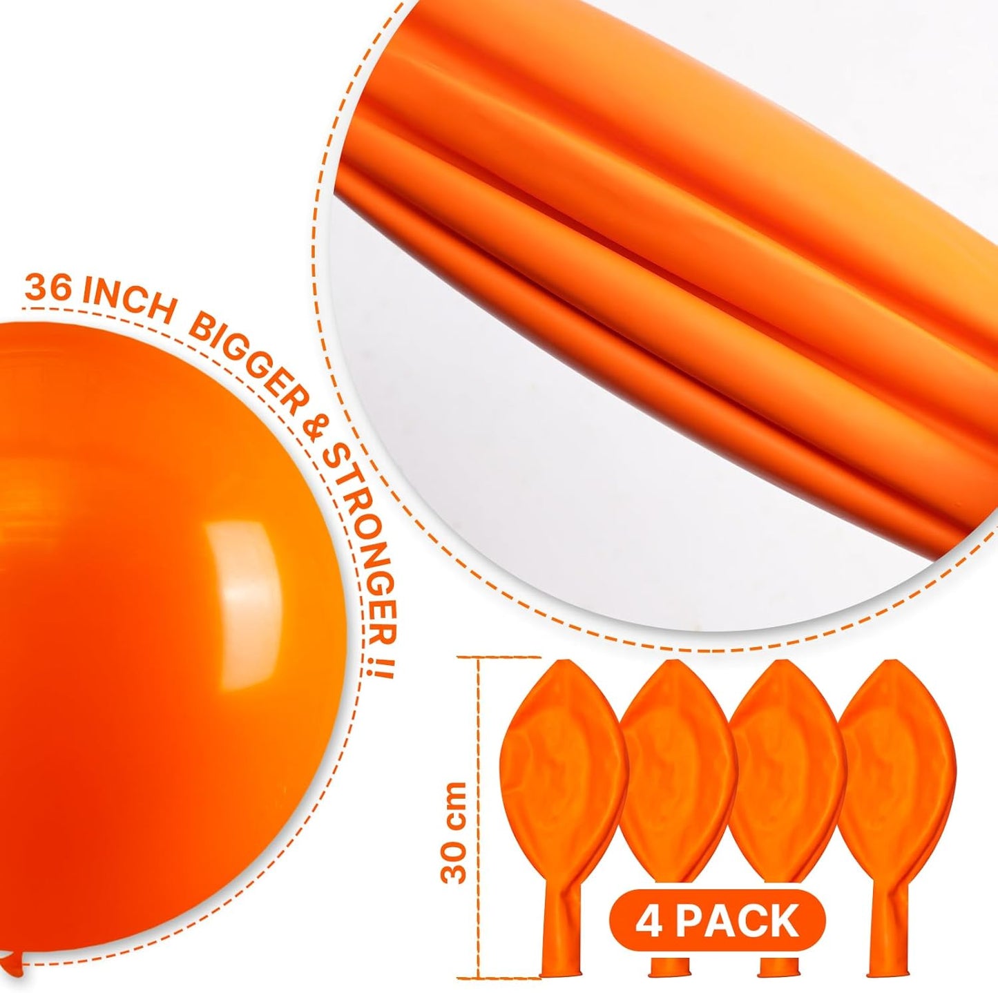 PartyWoo Orange Balloons 4pcs 36 Inch Autumn Latex Helium Balloons for Birthday Baby Shower Graduation Fall Tangerine Little Cutie Pumpkin Tropical Sunshine Boho Theme Party Decorations Orange-Y9