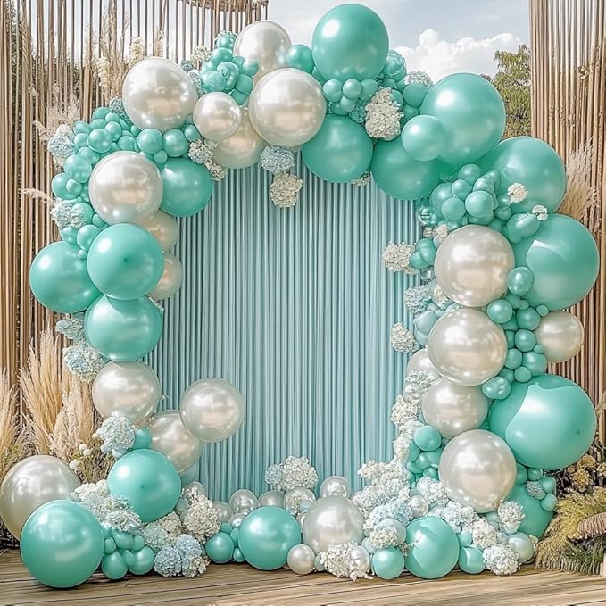 Teal Balloons Double Stuffed Turquoise Teal Blue Balloons Pearl Balloon Arch Kit for Birthday Baby Shower Wedding Dolphin Mermaid Ocean Theme Party Decorations