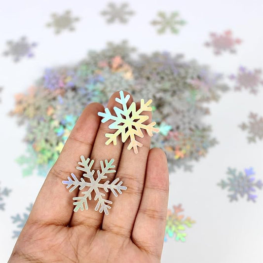 200PC Iridescent Snowflakes Confetti for Winter Wonderland Party Decorations Snowflake Table Scatter for Christmas Baby Shower Wedding Birthday Party Decor
