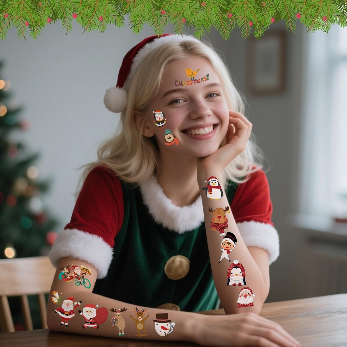 Christmas Temporary Tattoos for Kids - 20 Sheets Unique Non Repetitive Designs Christmas Stocking Stuffers for Boys and Girls,Xmas Decorations Supplies Christmas Party Favor for Kids 120+