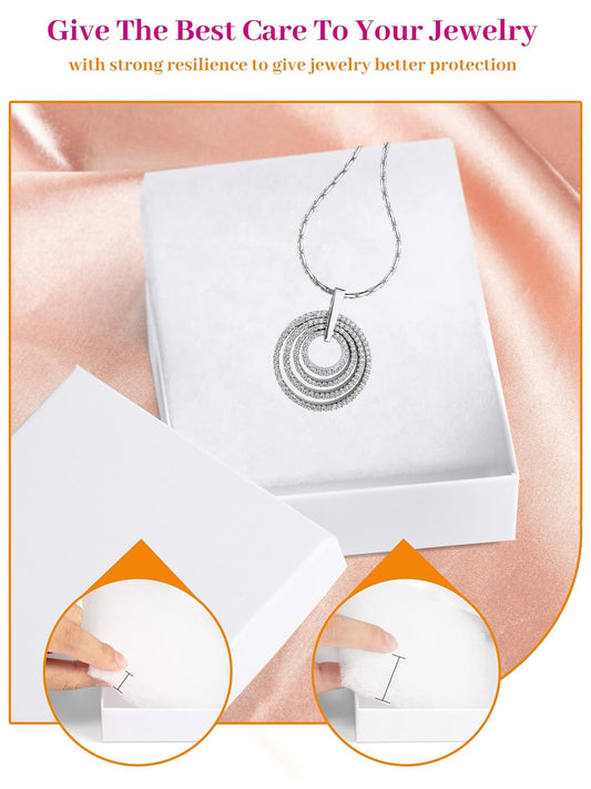 MESHA Cardboard Jewelry Gift Boxes for shipping, Glossy Small Gift boxes for Necklace Ring Bracelet Earring Cotton Filled Jewlery Box with Lids, White 3.5x3.5x1 Inch, 20 Pieces