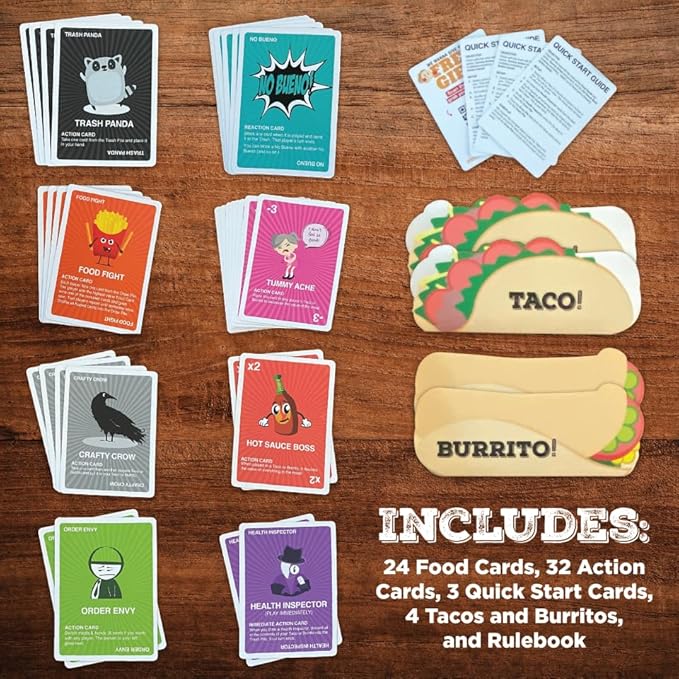 Taco vs Burrito - The Wildly Popular Surprisingly Strategic Card Game Created by a 7 Year Old - 5 Ways to Play - a Family-Friendly Party Game for Kids, Teens & Adults