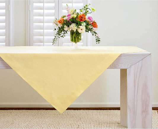 Solino Home Linen Tablecloth 52 x 52 Inch - 100% Pure Linen Golden Straw Square Tablecloth - Fete, Machine Washable Table Throw for Fall, Autumn, Thanksgiving