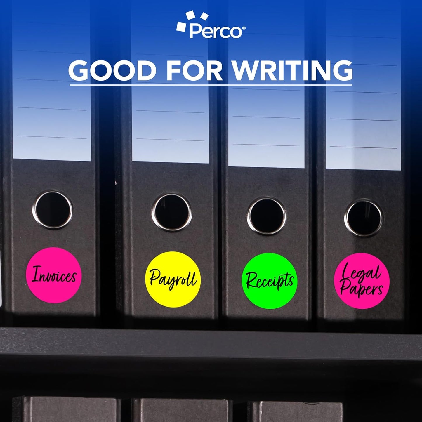 Perco 3-Inch Perforated Circle Dot Sticker Labels — 10 Rolls, 5,000 Round Fluorescent Stickers (4 Green, 3 Yellow, 3 Pink)—with Permanent Adhesive for Moving Boxes, Sale Signage, Displays—Made in USA