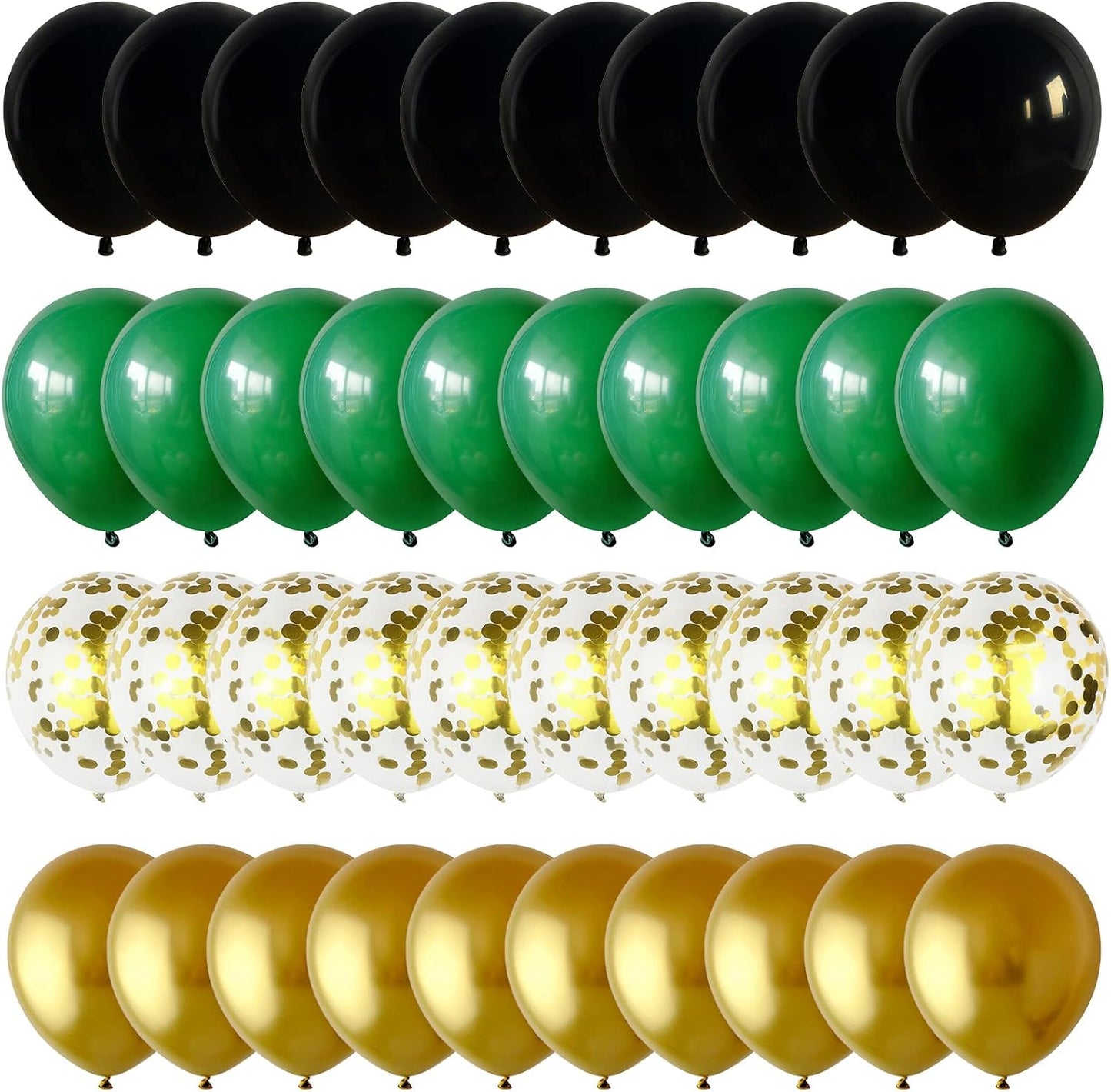 Black Gold Green Balloons for Graduation Party Decorations 60PCS 12INCH Dark Green Metallic Chrome Gold Confetti Balloon Green Gold Black Helium Latex Balloons Jungle Tropical Wild Theme Birthday