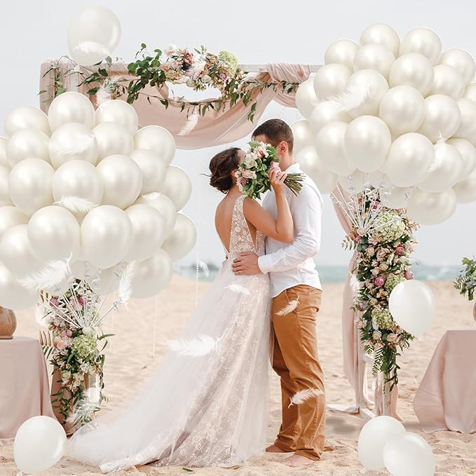 Pearl White Balloons 12 inch, White Latex Balloons 50pcs Party Balloons for Wedding Engagement Bridal Baby Shower Birthday Party Decorations