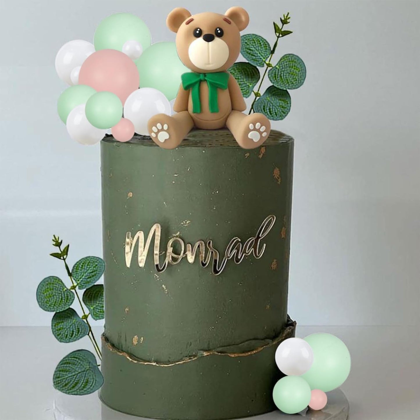 Gyufise 30Pcs Ball Cake Topper Decorations Mini Balloons Cake Topper Sticks Foam Balls Cake Picks Cake Topper Balls Cake Decorations for Wedding Party Birthday Cake Decorating White Green Pink