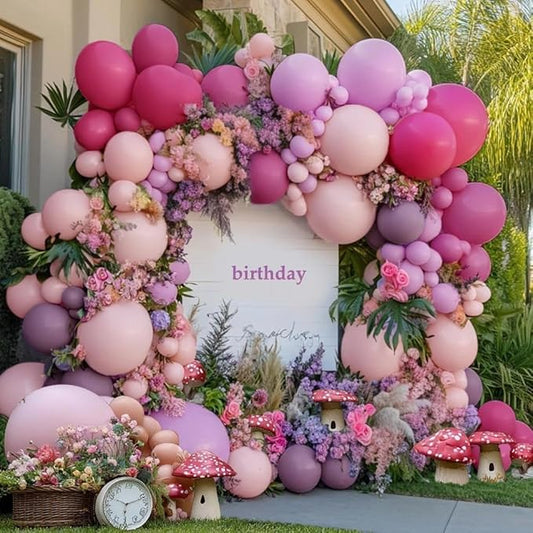 Purple Pink Balloon Garland Double Stuffed Lavender Lilac Balloons Different Sizes Pastel Balloons Hot Pink Lavender Balloon Arch Kit for Birthday Baby Shower Wildflower Wedding Spring Party Decor