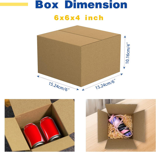 30 Pack 6x6x4 inches Small Shipping Boxes Brown Corrugated Cardboard Boxes for Packing, Mailing, Moving, Business