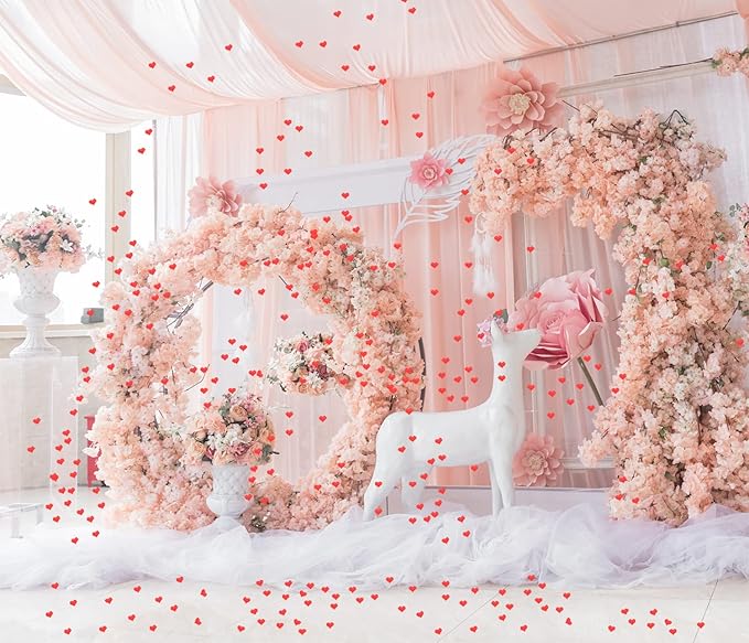 ONLYKXY 200Pcs Sponge Confetti Flower Decor Heart Shape Petals Table Wedding Decoration Glitter Scatter for Wedding Party Valentine's Day Scatter Ponge Petal Confetti (Red)