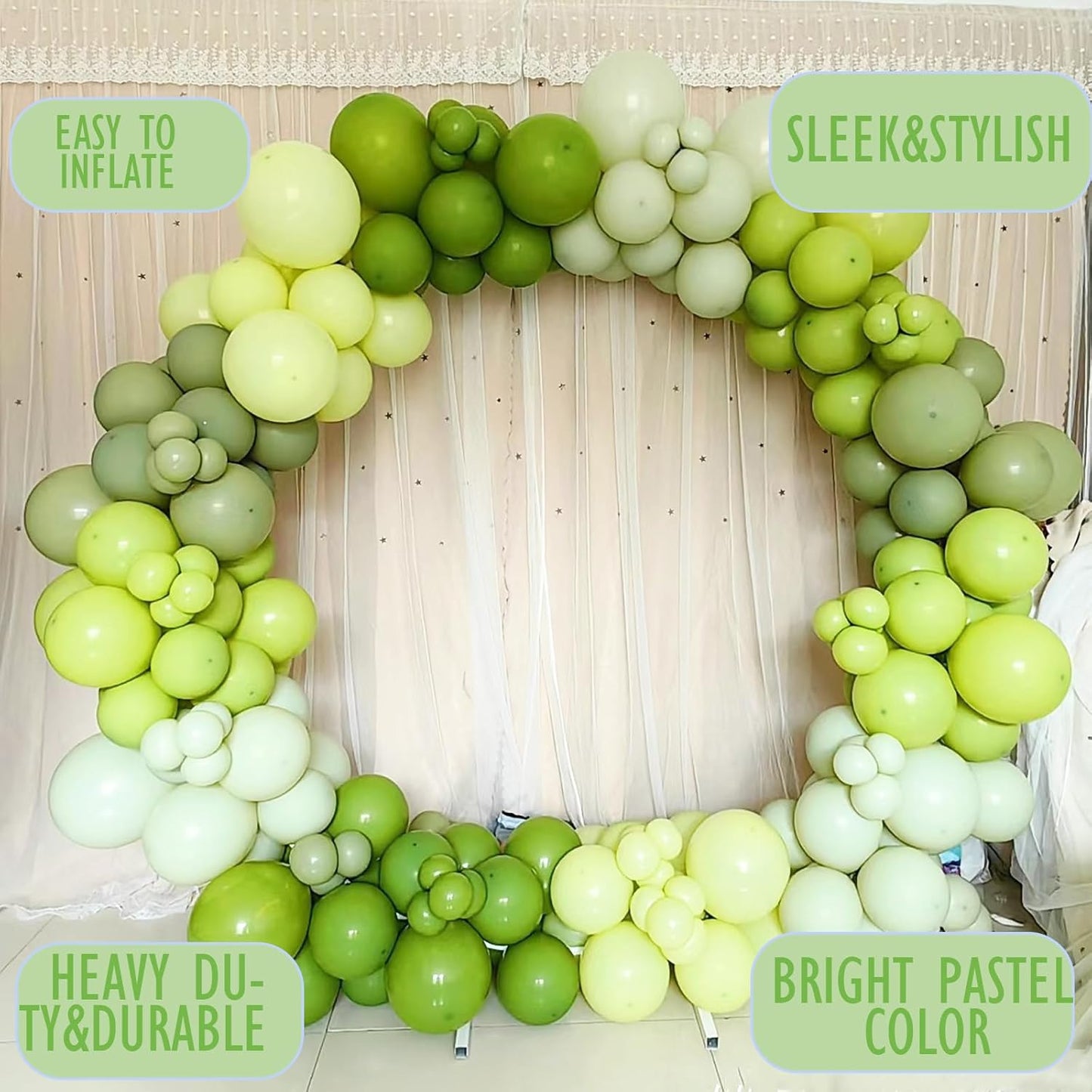 Sage Green Balloons, Scmdoti Sage Green Balloons Different Sizes 18 12 10 5 Inches, Green Balloon Garland Arch for Safari Party Birthday Baby Shower Bridal Shower Spring Decorations(SageGreen)