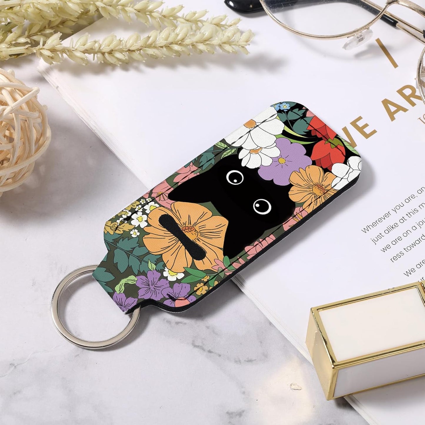 Cute Chapstick Holder Keychain,Lipstick Neoprene Clip-on Lip Balm Holder for Woman