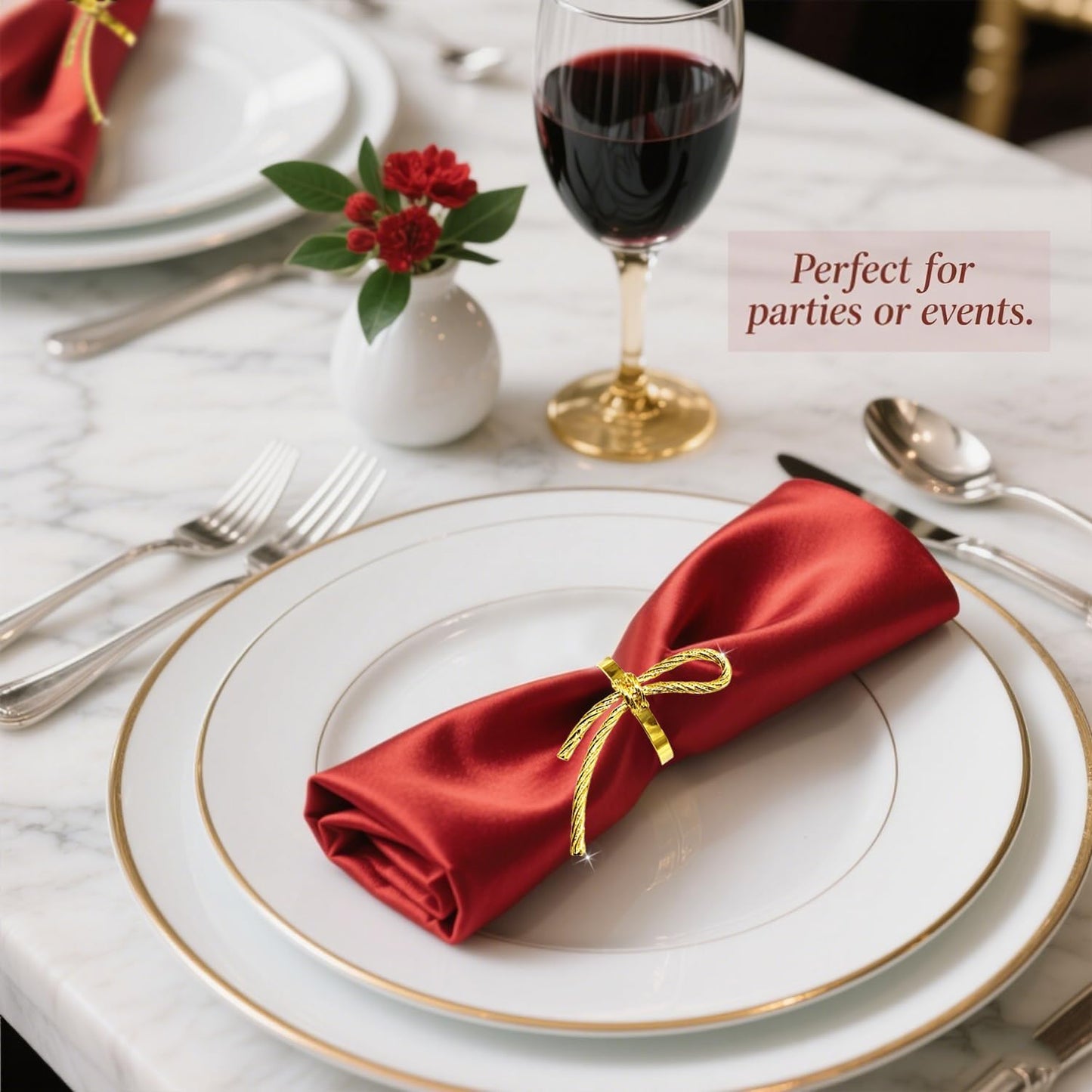 Gold Bow Napkin Rings Set of 12 Christmas Bow Tie Napkin Rings for New Year Valentine's Day Decor,Shiny Metal Bow Knot Napkin Ring Holders for Elegant Wedding Restaurants Home Table Setting