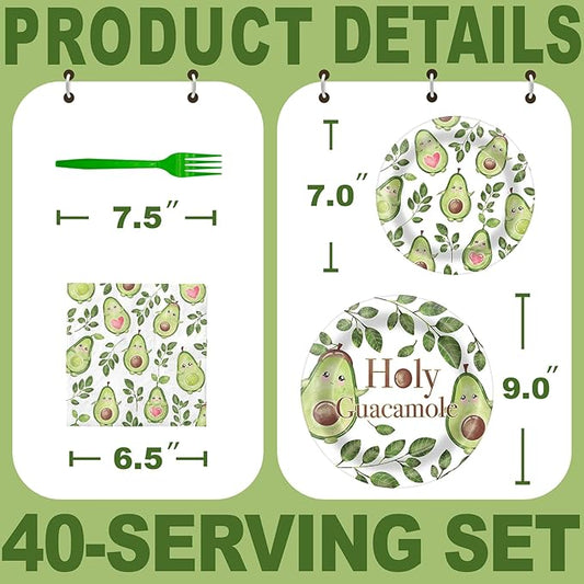 Avocado Party Decorations - Avocado Party Plates and Napkins for Kids Birthday Party, Serves 40 Guests