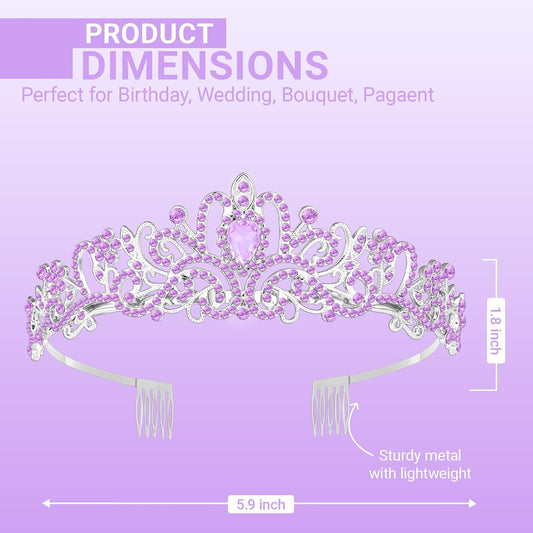 Tiara Crown for Women, Queen Tiara for Birthday Prom Bridal Party Custome Purple