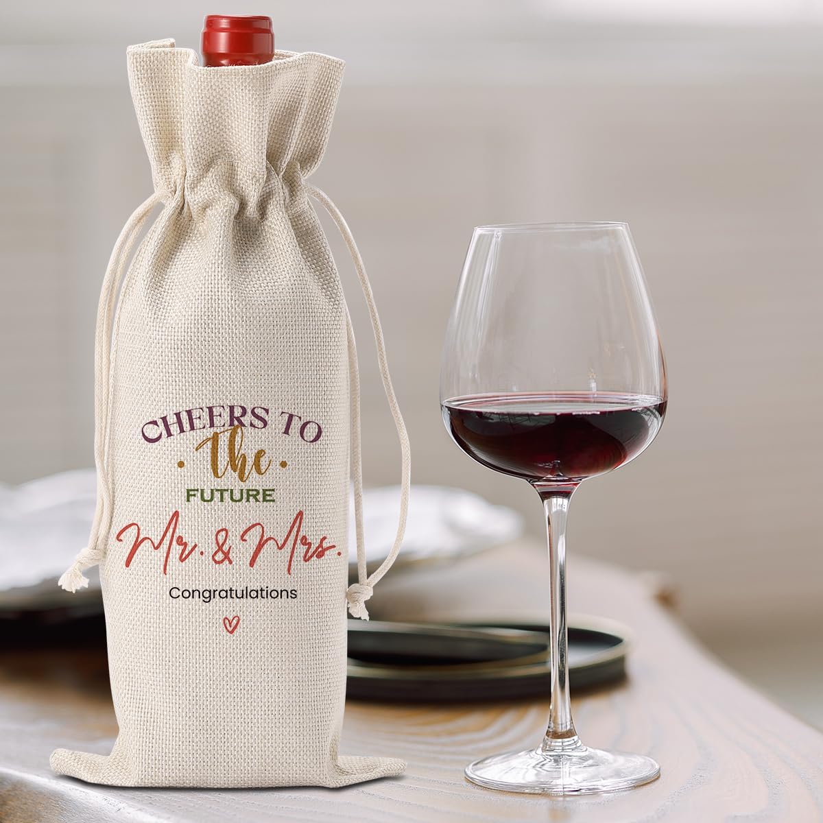 FBCCZEY Wedding Shower Gifts Wine Bag Bridal Shower Wedding Gift Party Favors Mr And Mrs Wine Bottle Bags Mr And Mrs Cheers To The Future Wines Bags
