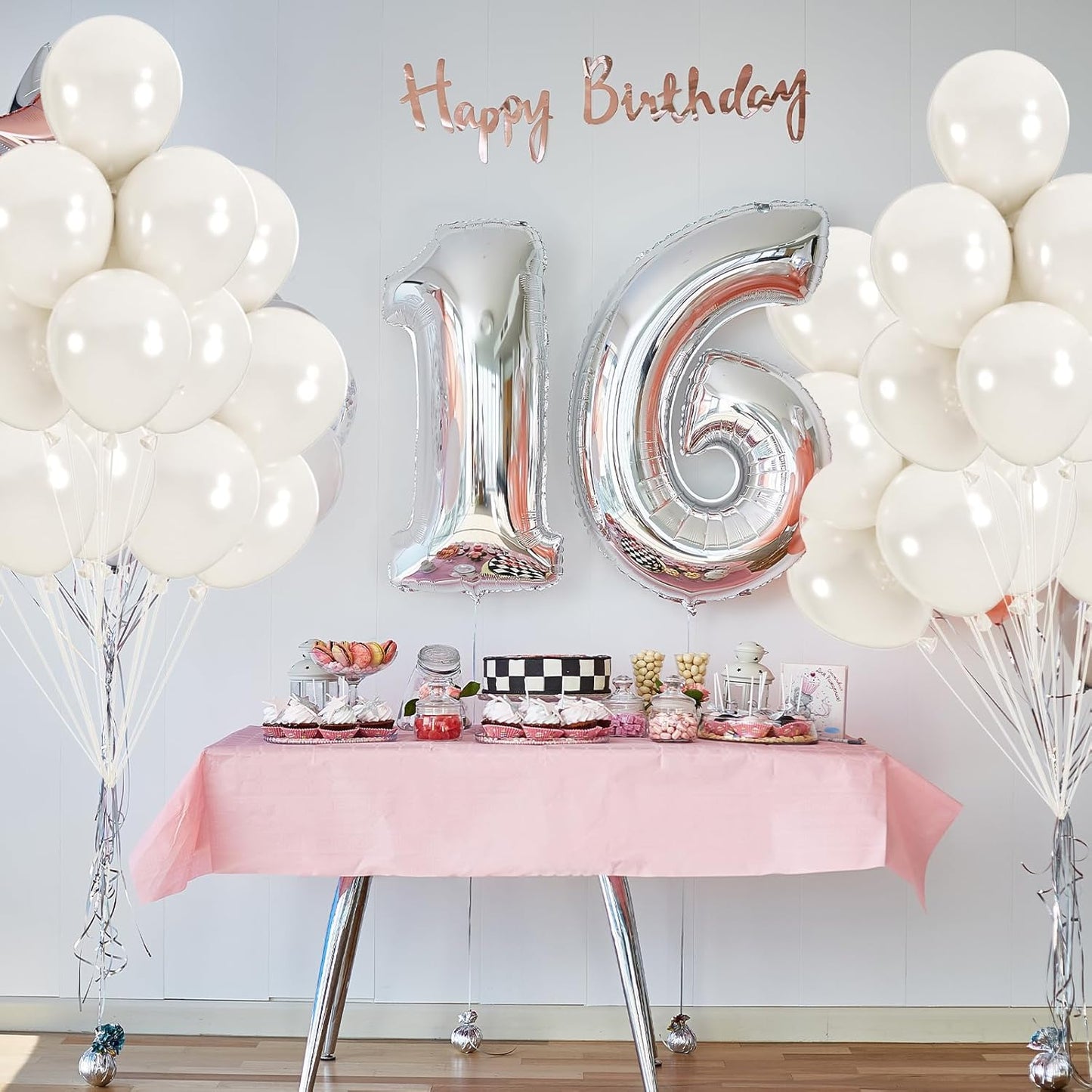 50pcs Pearl White Balloons, Helium 12inch Pearl White Party Balloon for Bridal Baby Shower Engagement Wedding Birthday Valentine’s Party Decorations (With Ribbon & Glues)